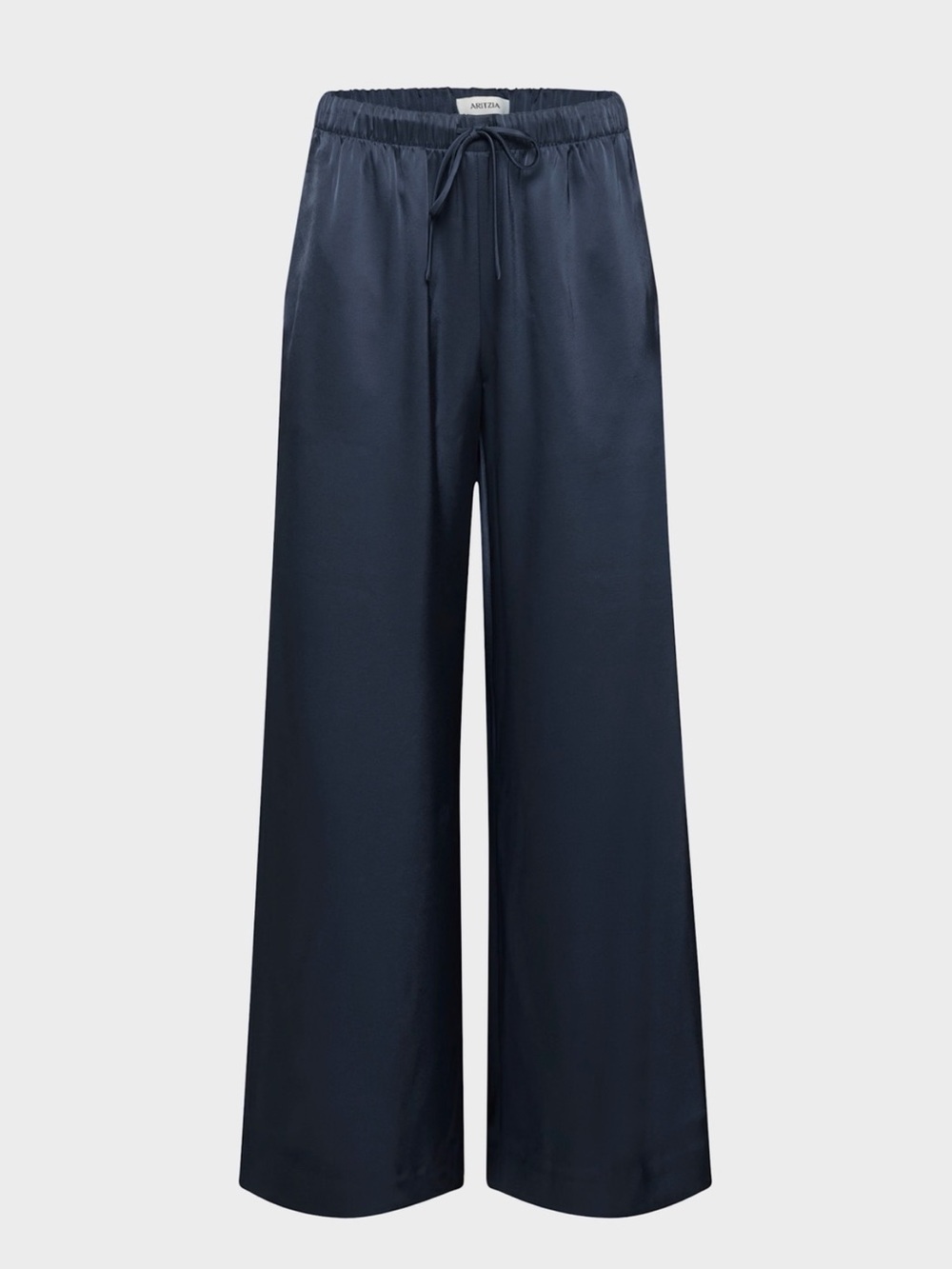 NWT Aritzia Navy Satin Wide-Leg Drawstring Lodge Pants in Admiral